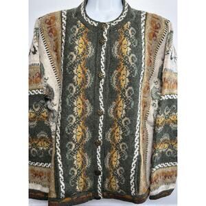 Vtg Buttercup Knitwear Wool Cardigan Sweater Women XL Nordic UK Goblin Core